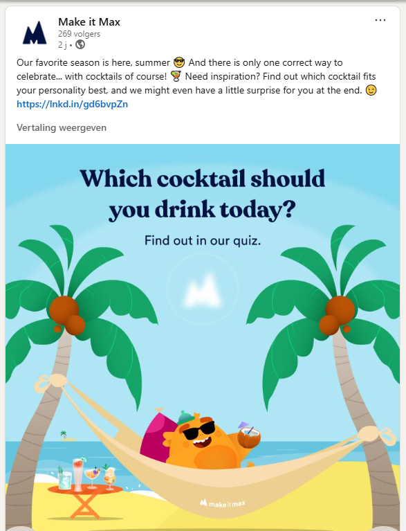 Make it Max social media - Cocktail quiz